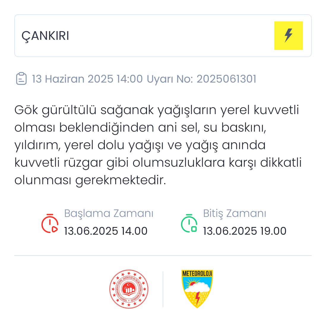 Çankırı’da Sağanak Alarmı Sel Ve Fırtına Uyarısı!
