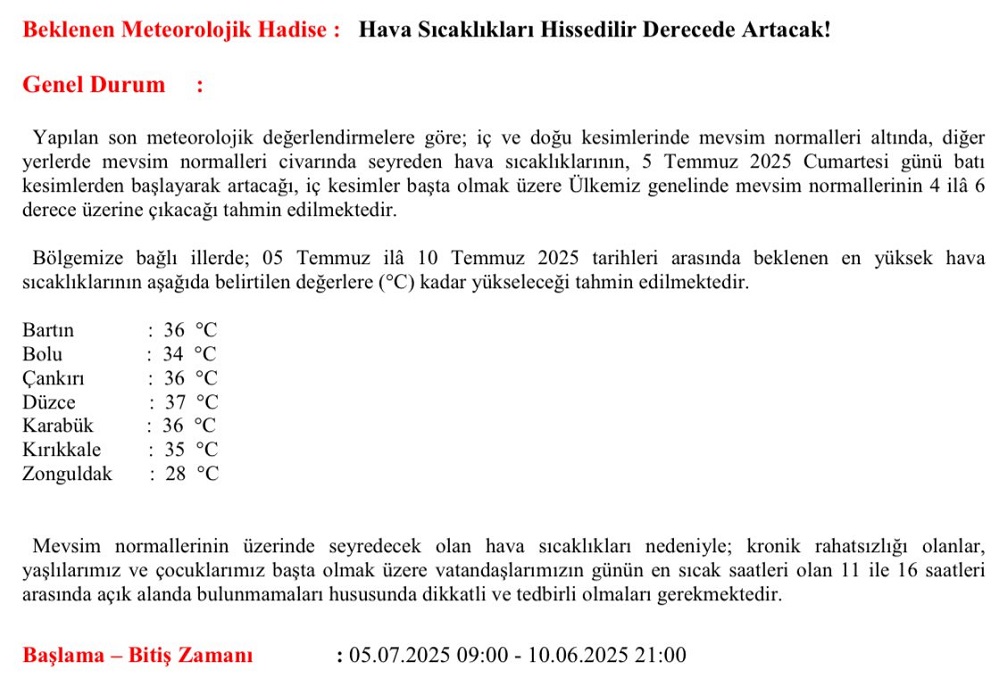 Çankırı Ve Çevresine Aşırı Sıcak Uyarısı 36 Dereceye Yükselecek-1