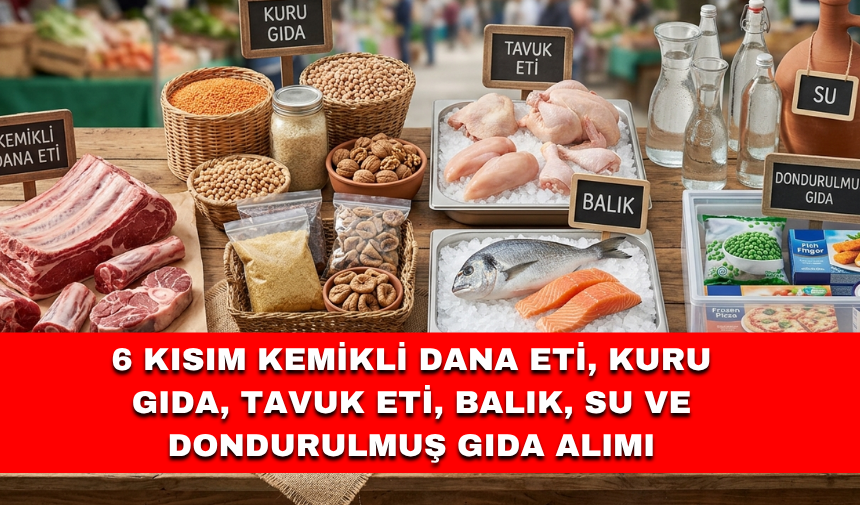 6 KISIM KEMİKLİ DANA ETİ, KURU GIDA, TAVUK ETİ, BALIK, SU VE DONDURULMUŞ GIDA ALIMI