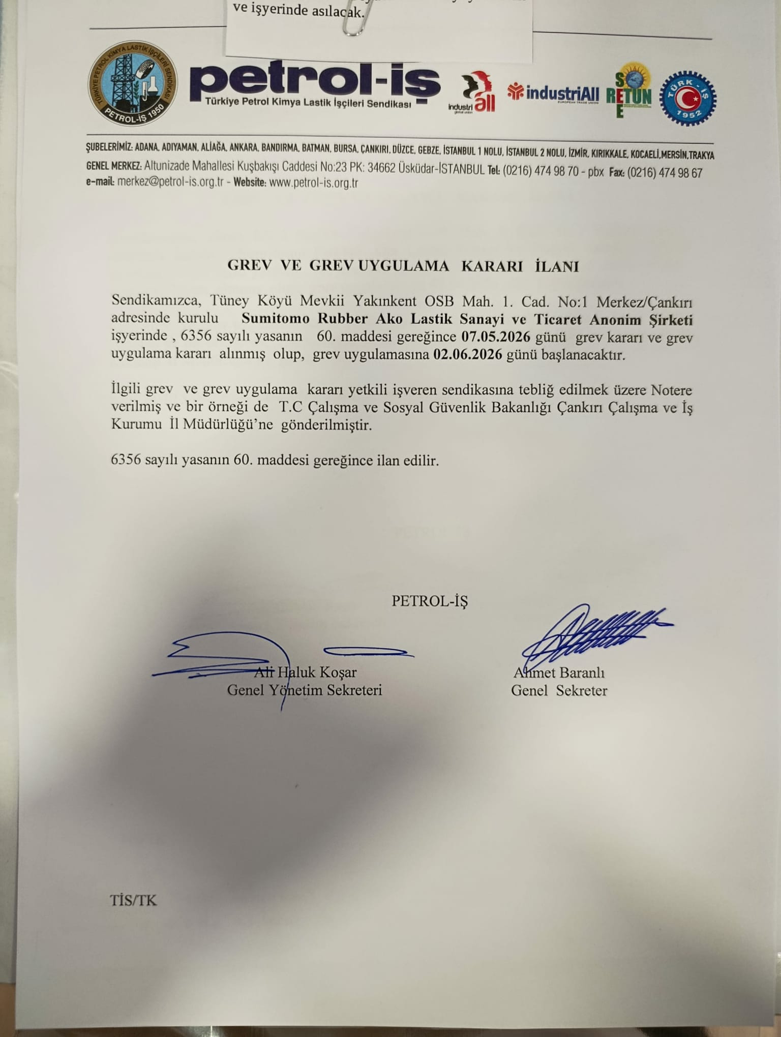 Sumitomo’da Gerilim Tırmanıyor Petrol İş Grev Kararı Aldı (3)