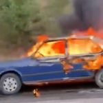 Seyir Halindeki Otomobil Bir Anda Alev Aldı!