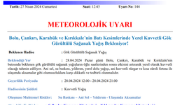 Pazar günü Bolu, Çankırı, Karabük ve Kırıkkale için fırtına uyarısı