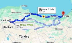 Çankırı-Rize arası kaç kilometre?