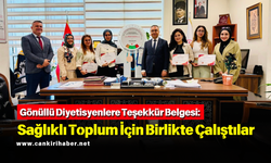 Gönüllü Diyetisyenlere Teşekkür Belgesi: Sağlıklı Toplum İçin Birlikte Çalıştılar