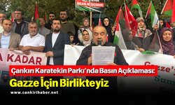 Çankırı Karatekin Parkı’nda Basın Açıklaması: Gazze İçin Birlikteyiz