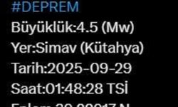 Kütahya Simav’da 4.5 Büyüklüğünde Deprem