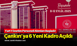 Yurt Yönetim Personeli Alımları Başladı! Çankırı’ya 6 Yeni Kadro Açıldı