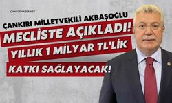 ÇANKIRI MİLLETVEKİLİ AKBAŞOĞLU MECLİSTE AÇIKLADI! YILLIK 1 MİLYAR TL'LİK KATKI SAĞLAYACAK!