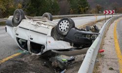 Otomobil 50 Metre Takla Atıp Alev Aldı! Yaşlı Çift Yaralandı