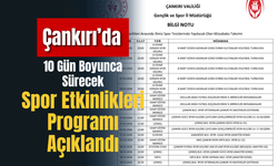 Çankırı’da 10 Gün Boyunca Sürecek Spor Etkinlikleri Programı Açıklandı