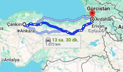 Çankırı - Ardahan arası kaç kilometre?
