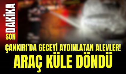 Çankırı’da Geceyi Aydınlatan Alevler! Araç Küle Döndü