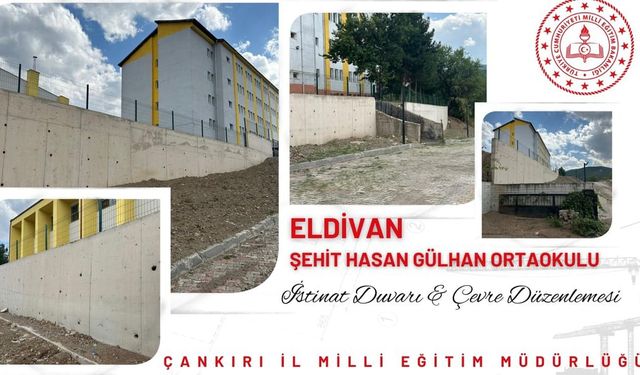 Eldivan'da Eğitim Binalarına Doğalgaz Dönüşümü ve İstinat Duvarı Çalışmaları Tamamlandı