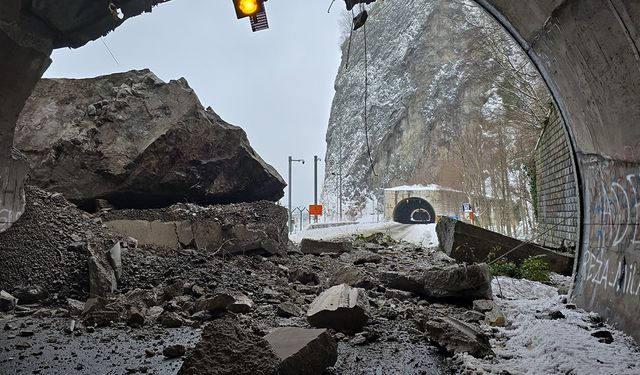 Artvin’de heyelan: Sarp Tüneli girişi kapanınca trafik durdu