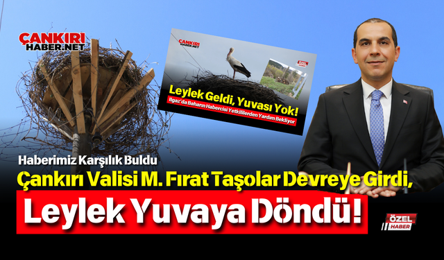 Çankırı Valisi M. Fırat Taşolar Devreye Girdi, Leylek Yuvaya Döndü!