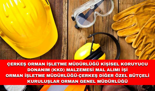 ÇERKEŞ ORMAN İŞLETME MÜDÜRLÜĞÜ KİŞİSEL KORUYUCU DONANIM (KKD) MALZEMESİ MAL ALIMI İŞİ  ORMAN İŞLETME MÜDÜRLÜĞÜ-ÇERKEŞ