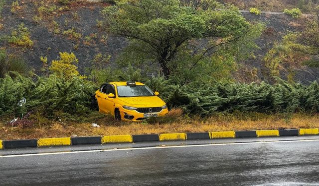 Alaplı Plajlar Mevkiinde Ticari Taksi Direğe Çarptı: Yolcu Yaralandı