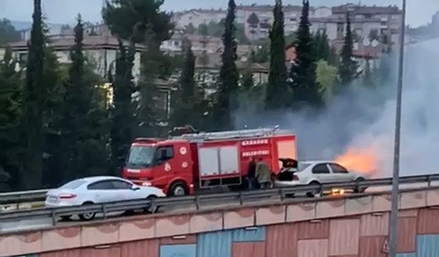 Karabük’te kadın sürücünün aracı alev aldı, faciadan dönüldü!