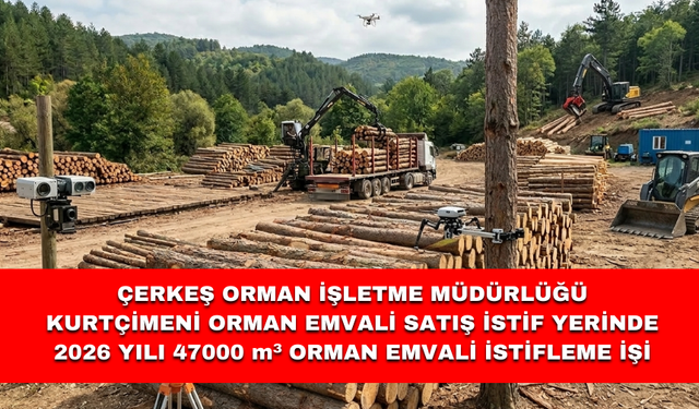 ÇERKEŞ ORMAN İŞLETME MÜDÜRLÜĞÜ KURTÇİMENİ ORMAN EMVALİ SATIŞ İSTİF YERİNDE 2026 YILI 47000 m³ ORMAN EMVALİ İSTİFLEME İŞİ