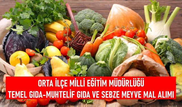 ORTA İLÇE MİLLİ EĞİTİM MÜDÜRLÜĞÜ 113 KALEM (TEMEL GIDA-MUHTELİF GIDA VE SEBZE MEYVE) MAL ALIMI