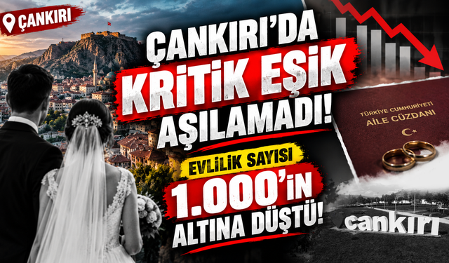 Çankırı’da Kritik Eşik Aşılamadı! Evlilik Sayısı 1.000’in Altına Düştü!