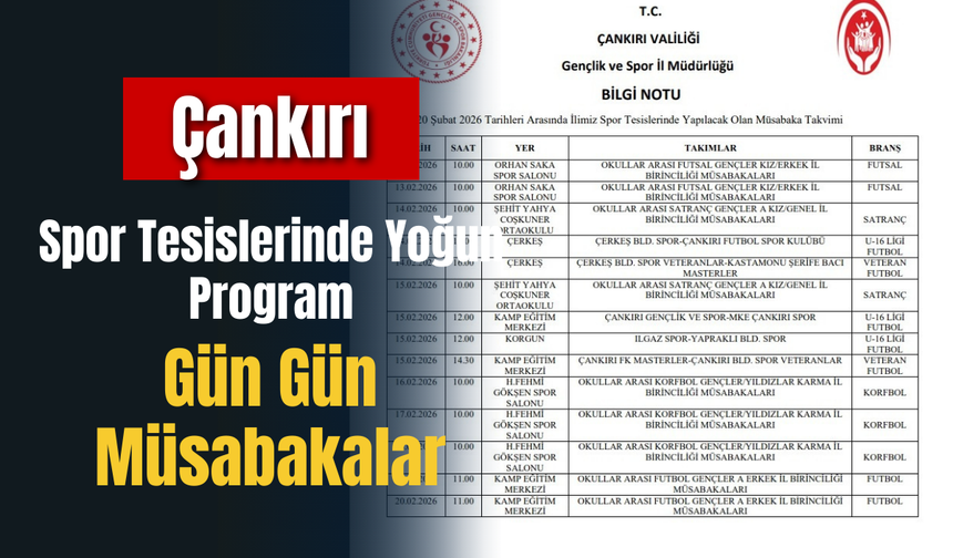 Çankırı Spor Tesislerinde Yoğun Program: Gün Gün Müsabakalar