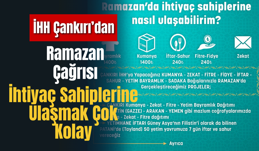 İHH Çankırı’dan Ramazan Çağrısı: İhtiyaç Sahiplerine Ulaşmak Çok Kolay