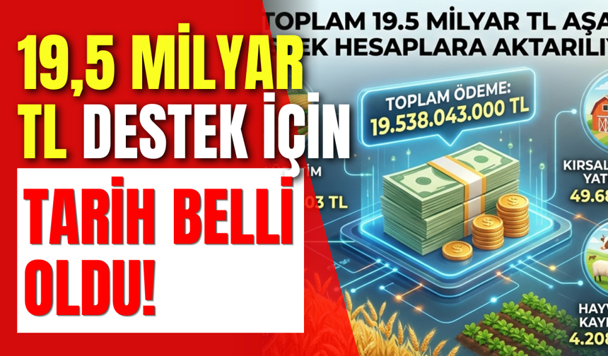19,5 Milyar TL Destek İçin Tarih Belli Oldu!