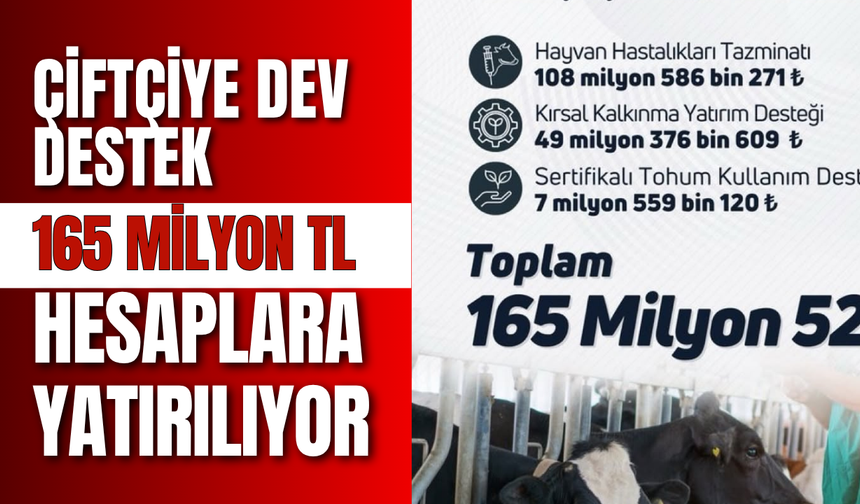 Çiftçiye Dev Destek: 165 Milyon TL Hesaplara Yatırılıyor