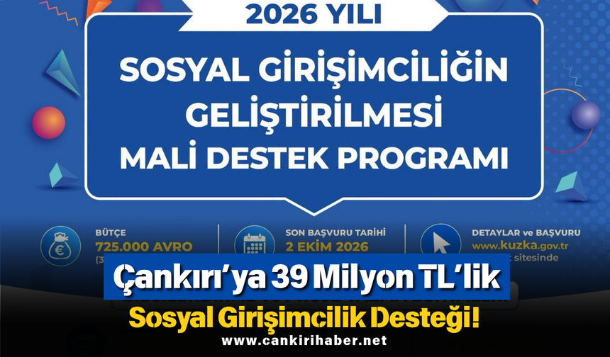 Çankırı’ya 39 Milyon TL’lik Sosyal Girişimcilik Desteği!