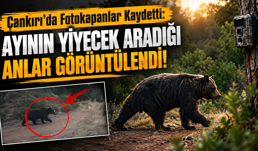 Çankırı’da Fotokapanlar Kaydetti: Ayının Yiyecek Aradığı Anlar Görüntülendi!